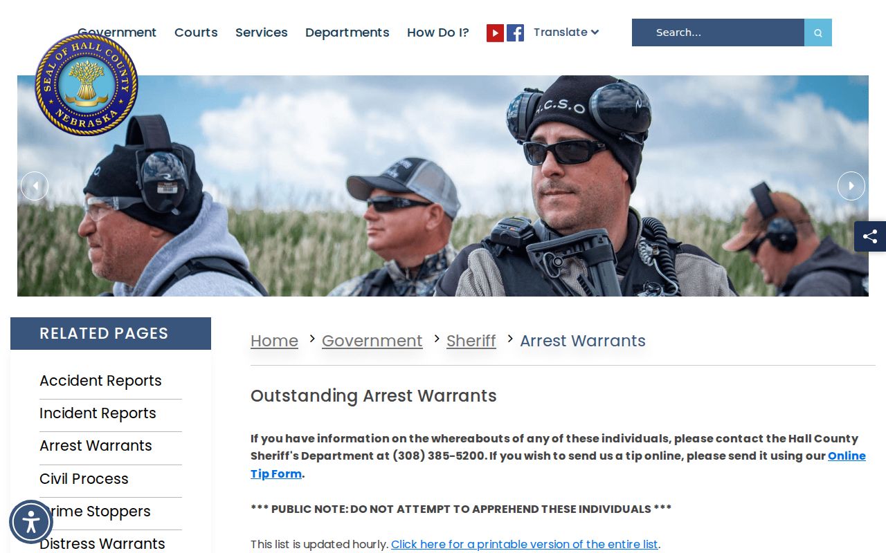 Hall County arrest lookup outstanding warrant search